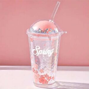 Pink glass tumbler with sipper