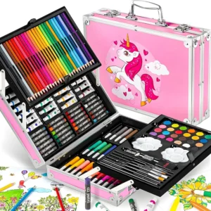 145 Pieces Art Set for Kids, Storage Case, Art and Craft Supplies Kit for Drawing and Painting with Oil Pastel, Water Color, Color Pencils, Sketch Pen