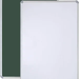 Aluminium Framed Double Sided Board with Non Magnetic Whiteboard and Green Chalkboard for Home, Office and School