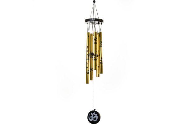 Wind Chime with Om Printed 5 Pipes for Positive Energy, Decorative Outdoor/Indoor Hanging Bells, Good Luck