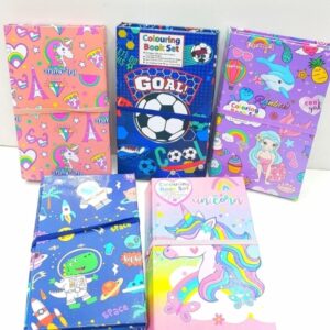 2 in 1 coloring book set and scatch pad with 8 dual colour pencil