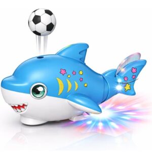 Musical Dancing Shark Toy with Ball Blowing on Air for Kids Moving 360 Degree Rotating Light and Sound