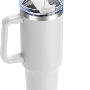 Stainless steel vacuum insulated tumbler with lid and straw
