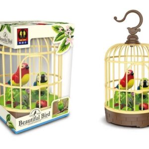 Chirping Beautiful Electronic Bird Pet Toy in Cage