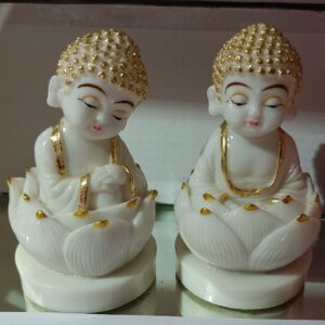 White marble buddha statue set of 2 pcs.