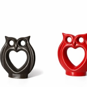 Owl red and black set of 2