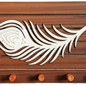 5 pin mor pankh wooden key hanger