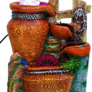 Polyresin Matka Design Tabletop 3 Steps Indoor Water Fountain