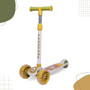 PANDROMS Kids Kick Scooter with LED Wheel Lights - Off-White Colour