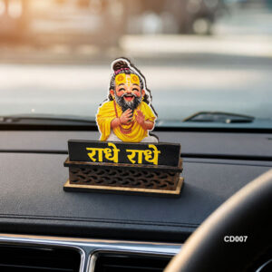 Car Dashboard Decore Two Side Printed Premanandji Maharaj Car Dash Idols size: 4x3inch