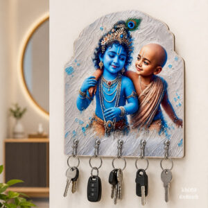 Krishna Sudama Dosti Key Holder size: 6x8inch