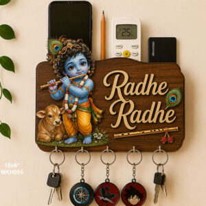 Baby Krishna Printed Mobile Key Holders Wooden size: 9x6inch