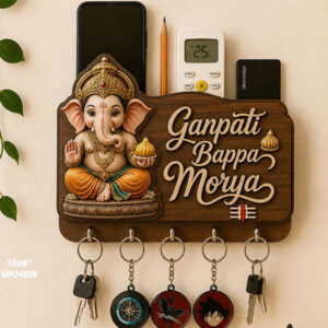 Baby Ganesha Printed Mobile Key Holders Wooden size: 9x6inch