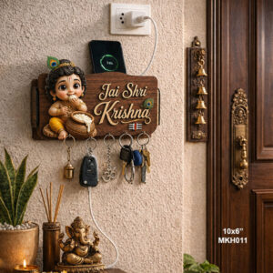Laddu Gopal Printed Mobile Key Holders Wooden size: 9x6inch
