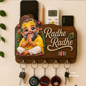 Baby Premanandaji Maharaj Printed Mobile Key Holders Wooden size: 9x6inch